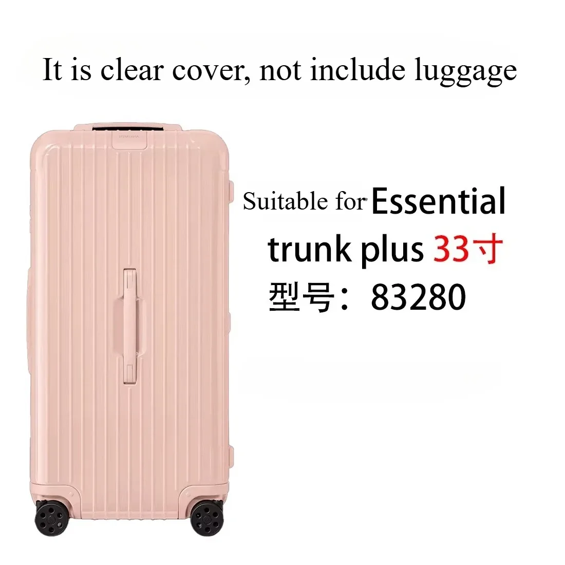 housse de protection transparente en pvc, adaptée au valise rimowa essential trunk plus, housse de protection anti-poussière épaisse de 33 pouces