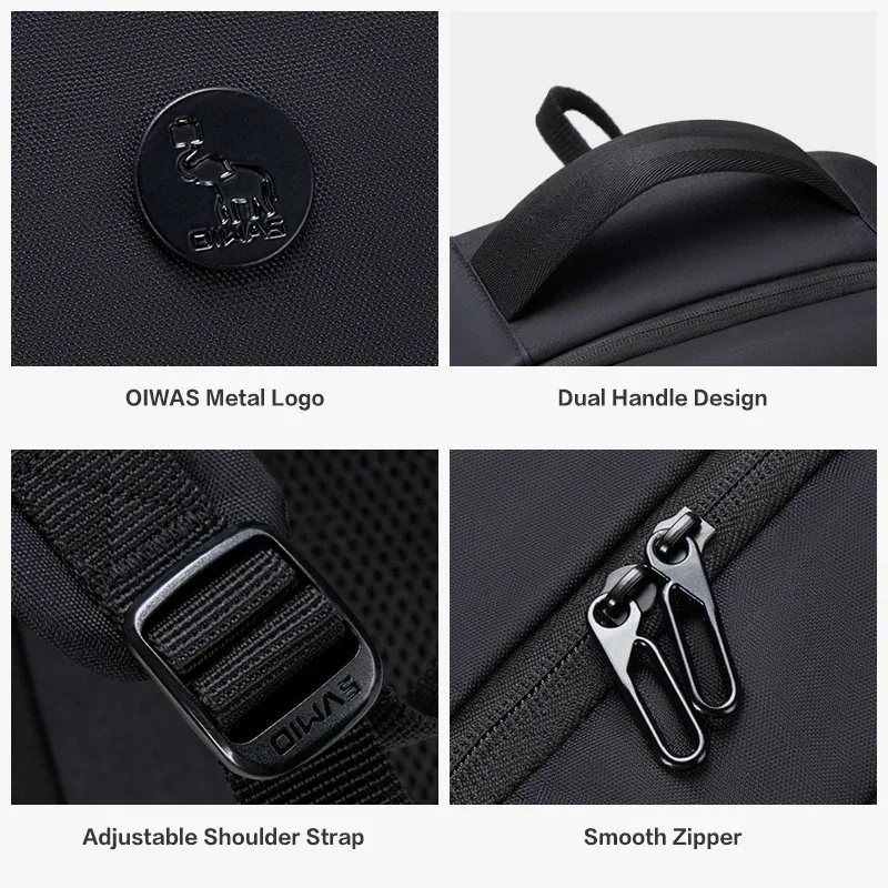 oiwas sacs à dos pour ordinateur portable imperméable en nylon 18l sac à bandoulière décontracté voyage sac à dos d'affaires pour hommes comprenant un port de chargement usb