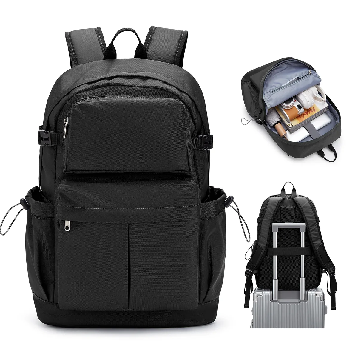 sac à dos scolaire noir étanche 15,6 "sac pour ordinateur portable décontracté léger travail voyage sac à dos pour hommes femmes collège randonnée sacs à dos