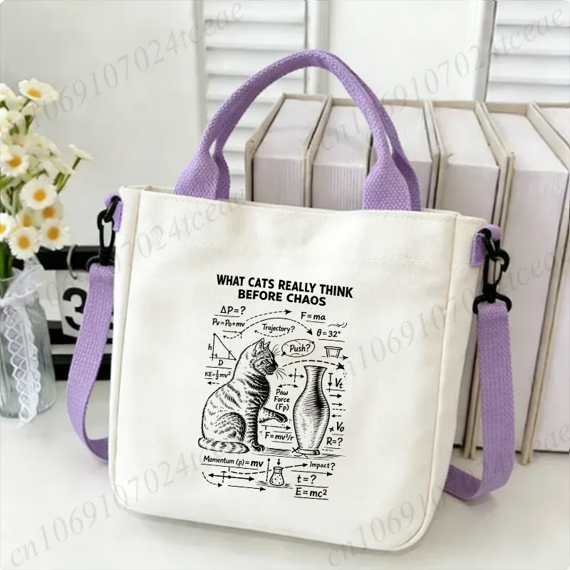 sac fourre-tout amusant à imprimé physique de chat pour femme, sac à bandoulière décontracté, sac à main vintage en toile, sacs à bandoulière tendance pour le quotidien et le shopping