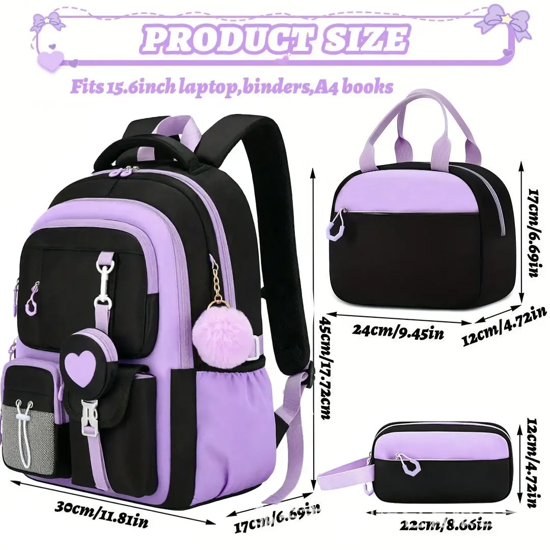 sacs d'école pour enfants pour adolescentes ensemble cartable kawaii école primaire 3 pièces sac à dos de lycée enfants sac à dos de voyage