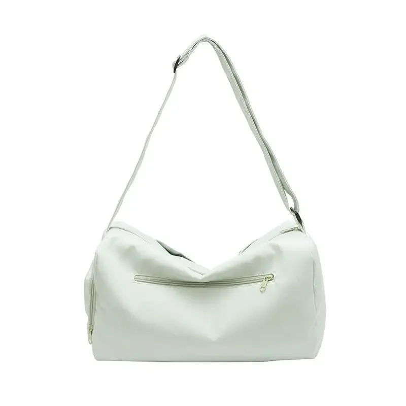 sac de sport en nylon beige résistant à l'eau avec sangle réglable, grande capacité pour la salle de sport, les voyages et les trajets quotidiens