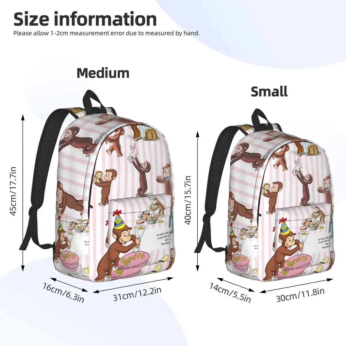 sac à dos curious george dessert activity stickers, sacs à dos de voyage pour filles, sacs d'école kawaii, grand sac à dos de créateur