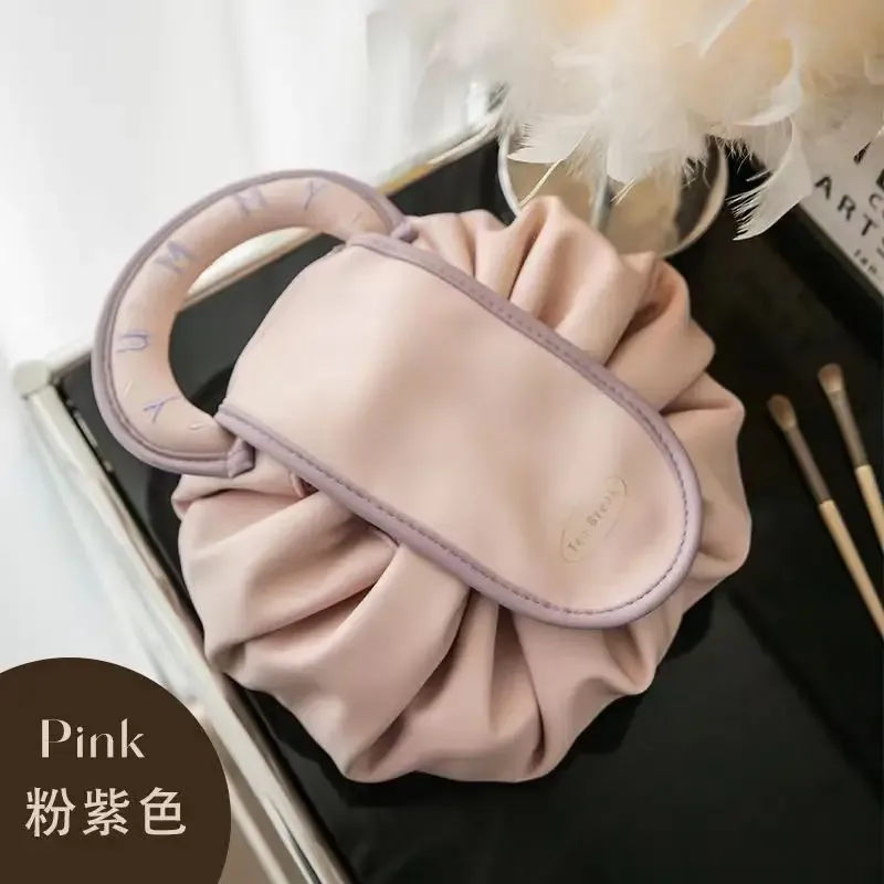nouvelle trousse de toilette paresseuse, sac de rangement à cordon, sac à bouche coulissante, sac de rangement portable en pu imperméable grande capacité pour voyage et lavage