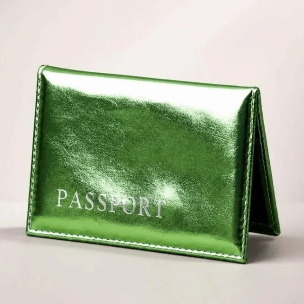 porte-passeport en cuir pu tendance, brillant, imperméable, multifonctionnel, portable, pour les voyages