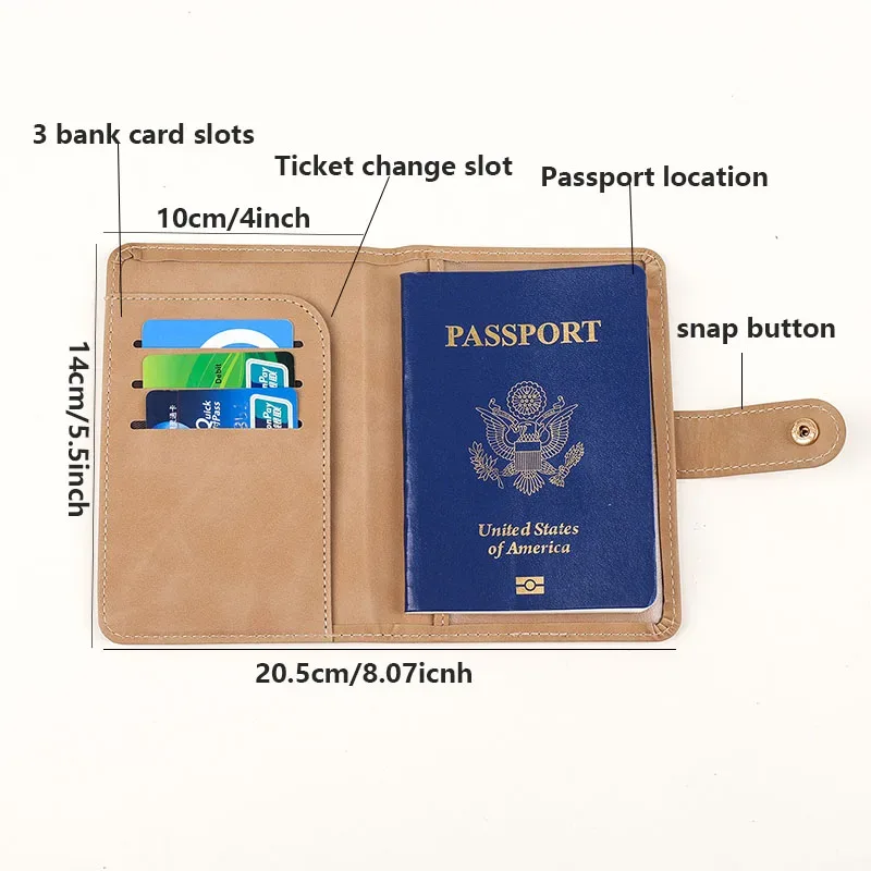 étui porte-passeport en cuir étanche avec porte-cartes de crédit, housse de voyage mignonne pour femme/homme avec boucle