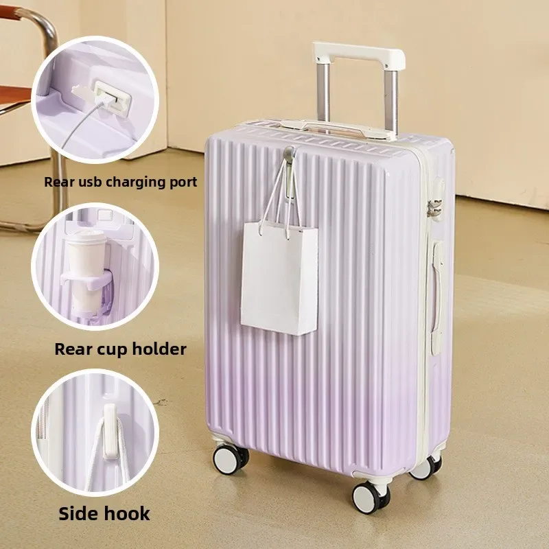 valise à roulettes haut de gamme pour influenceurs, couleur dégradée, grande capacité, 22 pouces, avec serrure à code pour voyage.