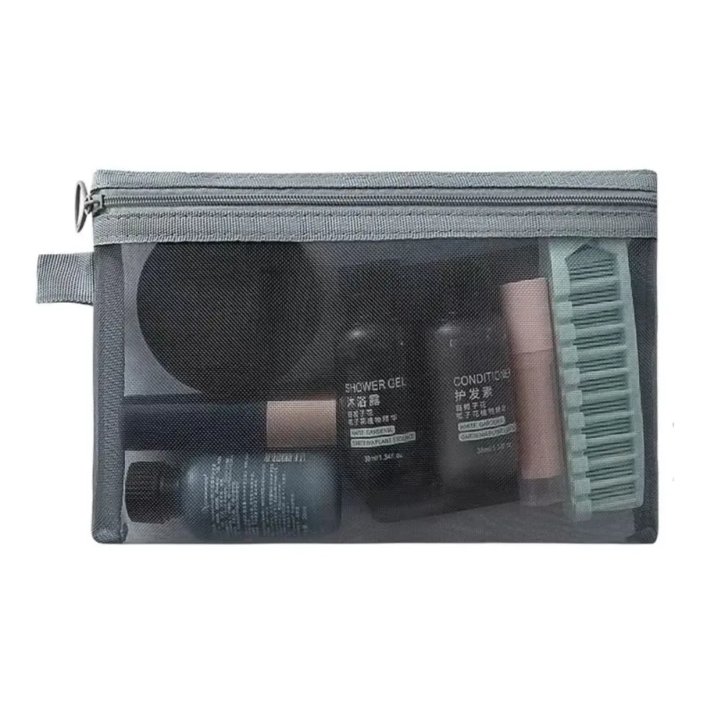 sac à cosmétiques en maille de grande capacité, sac carré, étuis à crayons, trousse de maquillage, étui de rangement, pochette de lavage, trousse de toilette d'extérieur
