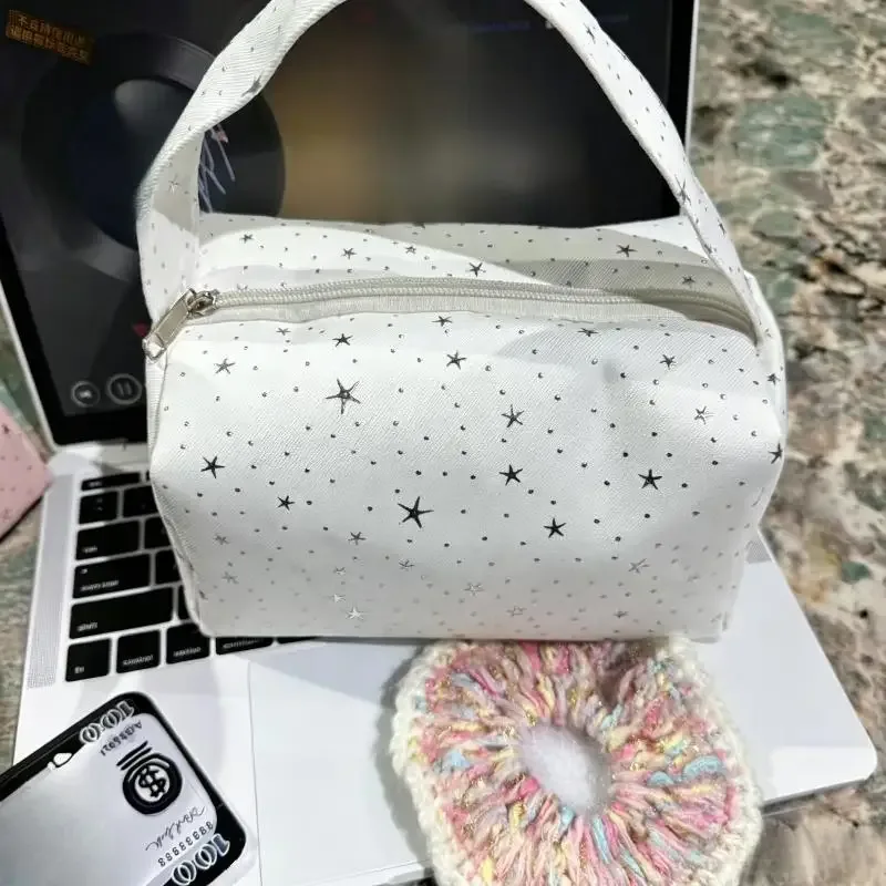 trousse de toilette portable avec étoiles brillantes, grande capacité pour le maquillage et les essentiels de voyage