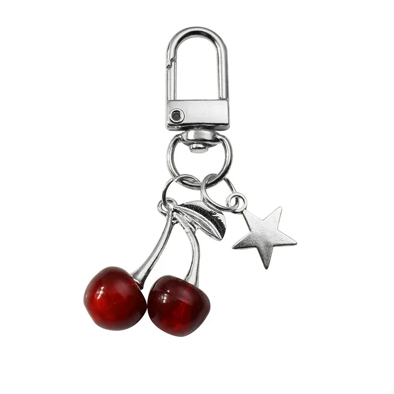 porte-clés en perles de cerise rouge doux, décoration de sac, nœud en ruban, sac à dos mignon, décoration suspendue, cadeau pour meilleur ami