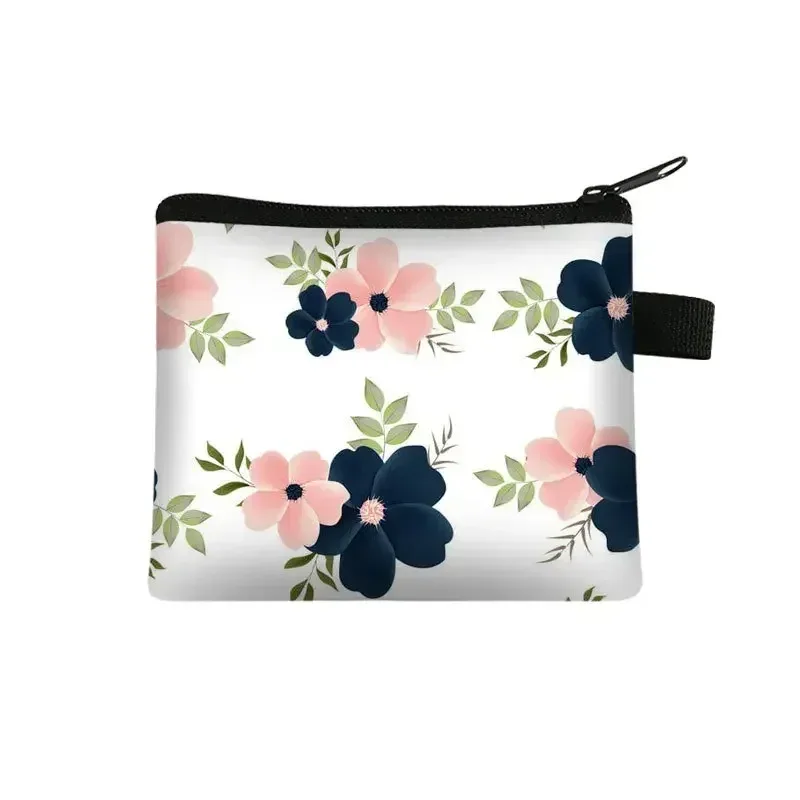 petit sac à cosmétiques imprimé floral pour filles et femmes, sac de rangement pour serviettes hygiéniques, sac de rangement pour pièces de monnaie, carte, argent, écouteurs, porte-rouge à lèvres, pochette
