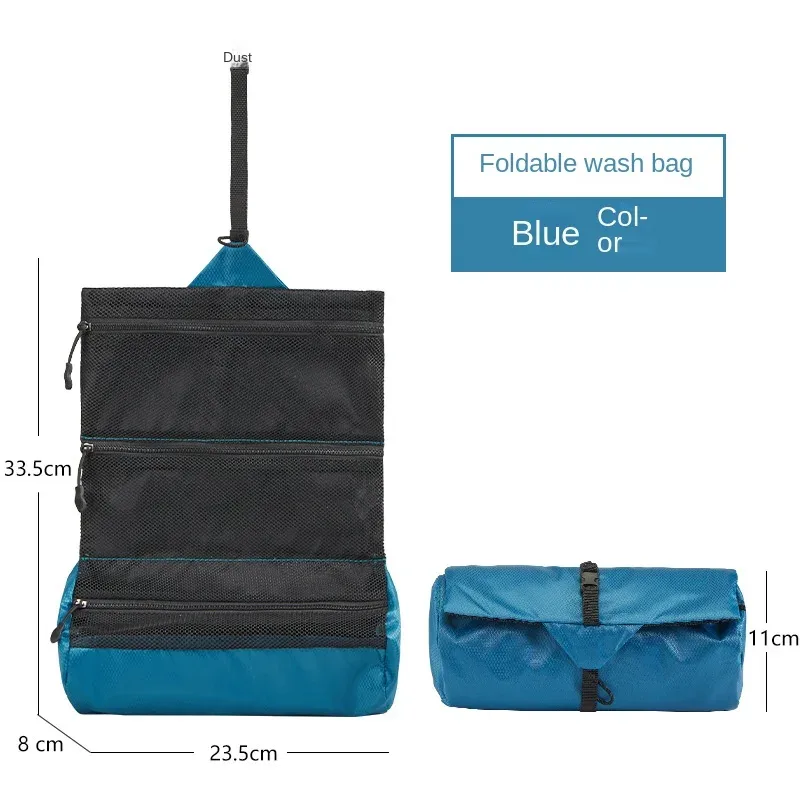 trousse de toilette pliable de voyage pour hommes et femmes, trousse de maquillage étanche, portable, séparation sèche et support