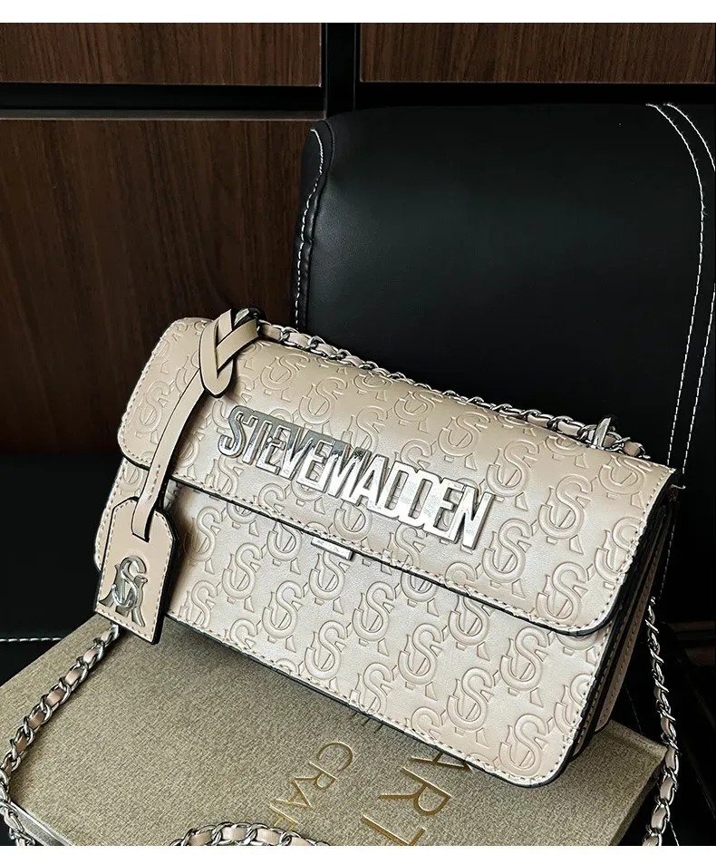 nouveau sac à main carré à chaîne steve madden 2026, sac à bandoulière simple et tendance de haute qualité, sac porté croisé
