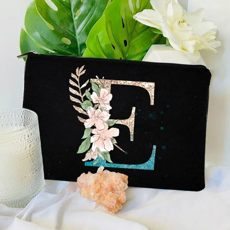 sacs à fermeture éclair pour maquillage initial dégradé, pochette de voyage pour toilettes, rouge à lèvres, enterrement de vie de jeune fille, pochette cosmétique pour demoiselle d'honneur