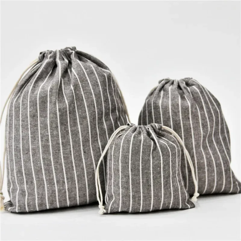 sac de rangement de poche pour paquet, sac de rangement en tissu de coton avec cordon de serrage, sacs de rangement en tissu pour serviettes cosmétiques, trousse de toilette