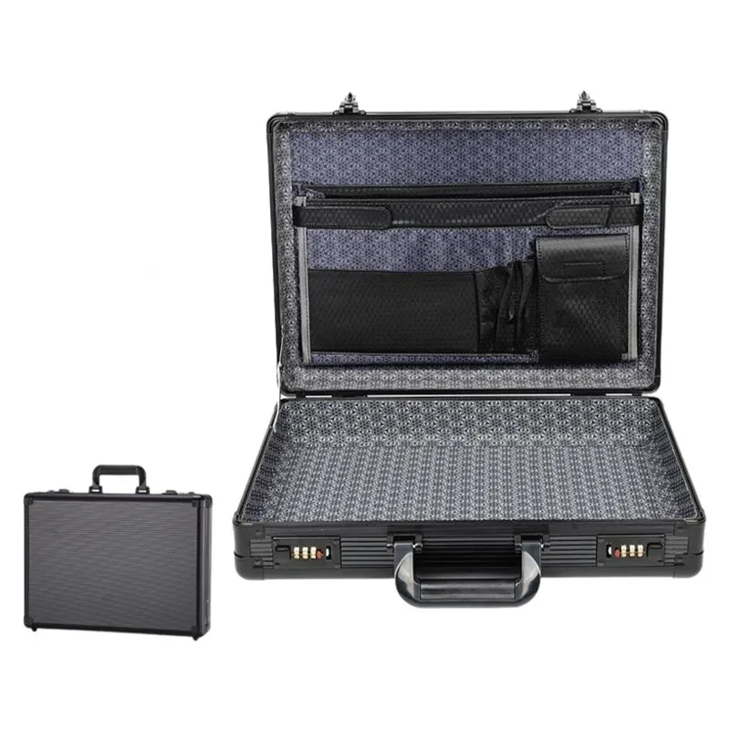 étui pour ordinateur portable verrouillable à cadre en aluminium-porte-documents de sécurité portable coffre-fort avec verrouillage par mot de passe pour fichiers informatiques