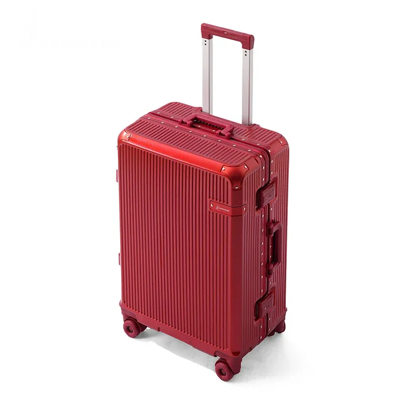 valise à cadre en aluminium avec serrure à combinaison, unisexe, portable, 20 pouces, bagage à main pour étudiant, 28 pouces, avec roues silencieuses