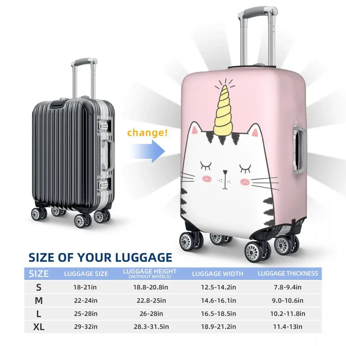 juste de valise chat mignon avec corne de nairobi orn, protection de vol, fournitures de bagages pratiques, anime, affaires