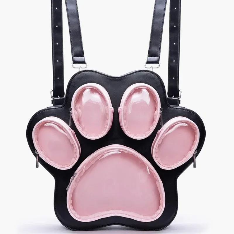 sac à dos patte de chat de dessin animé pour femmes, sac en pu, sac d'école mignon pour filles, sac à bandoulière de loisirs de haute qualité