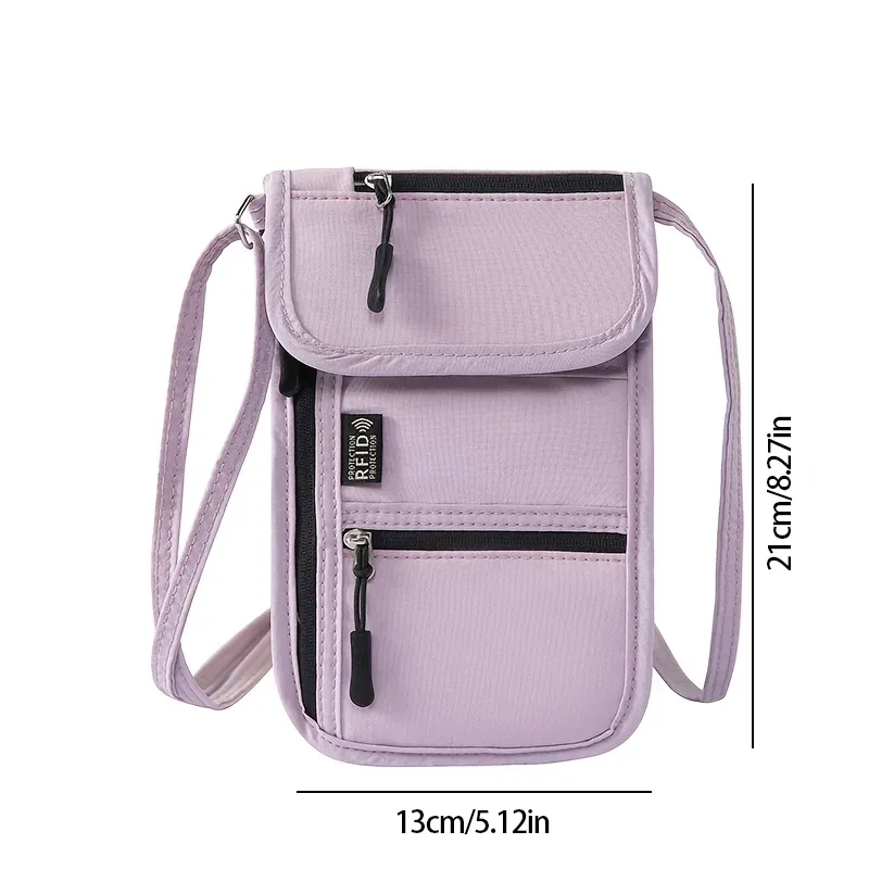 portefeuille de cou personnel avec blocage rfid, porte-passeport de voyage, pochette de cou cachée, organisateur super léger avec sangle réglable