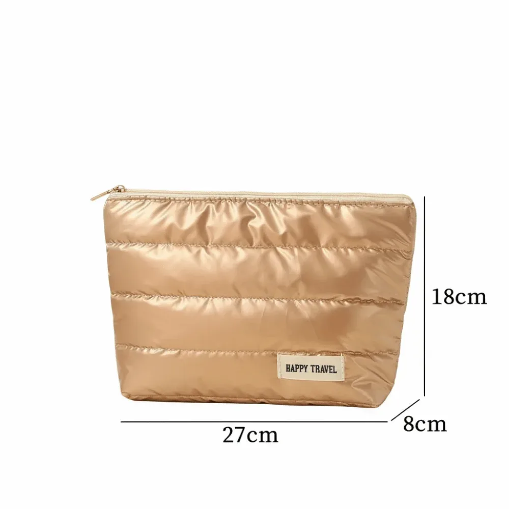 sac de maquillage portable de style pochette, grande capacité, sac cosmétique or/argent, léger, imperméable, sac organisateur pour femmes
