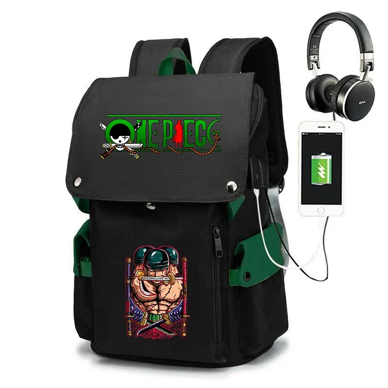 sac à dos d'école imprimé one piece zoro, sac à dos décontracté de grande capacité, sac de voyage pour enfants et adolescents