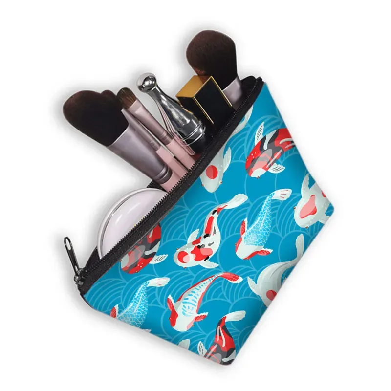 trousse à cosmétiques japonaise koi fish crane pour femmes, trousse de maquillage harajuku, sac de beauté pour filles, trousse de toilette cosmétique hip hop, dragon asiatique