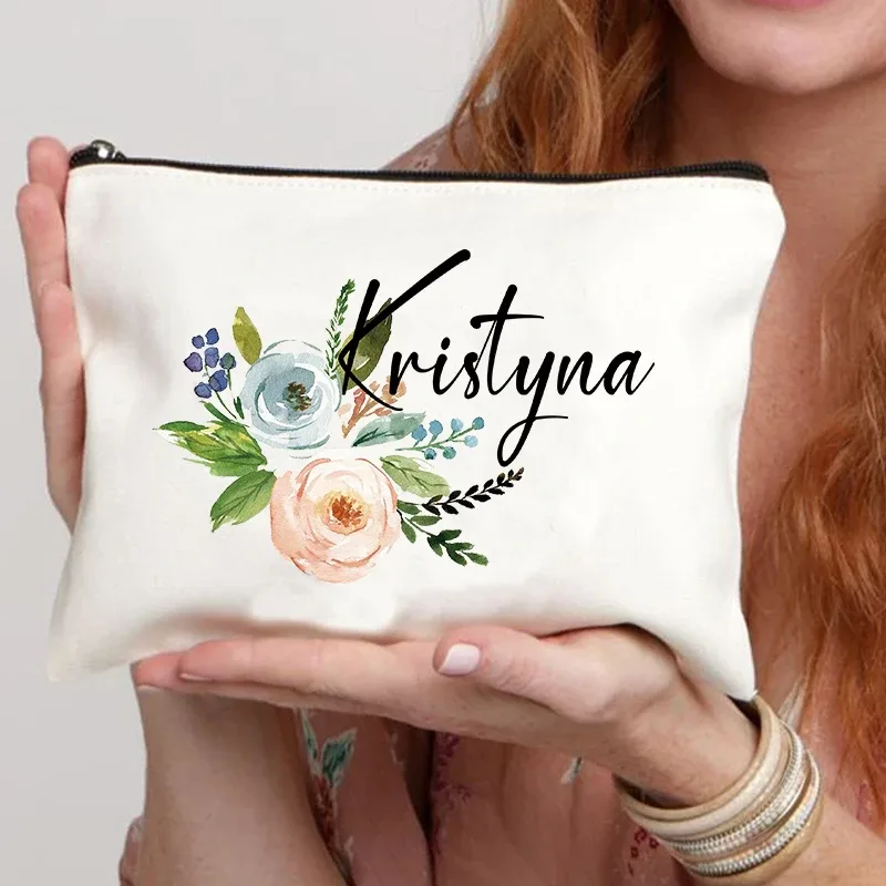trousse à cosmétiques personnalisée avec nom, meilleur cadeau pour les enseignants de demoiselle d'honneur, femme, sœur, trousse de maquillage personnalisée, trousse de toilette tendance pour femmes