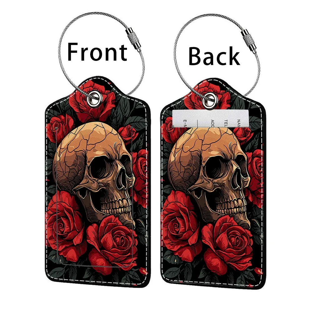 hot sale horror pattern leather business luggage tag suitcase address label luggage boarding case label name id address clip