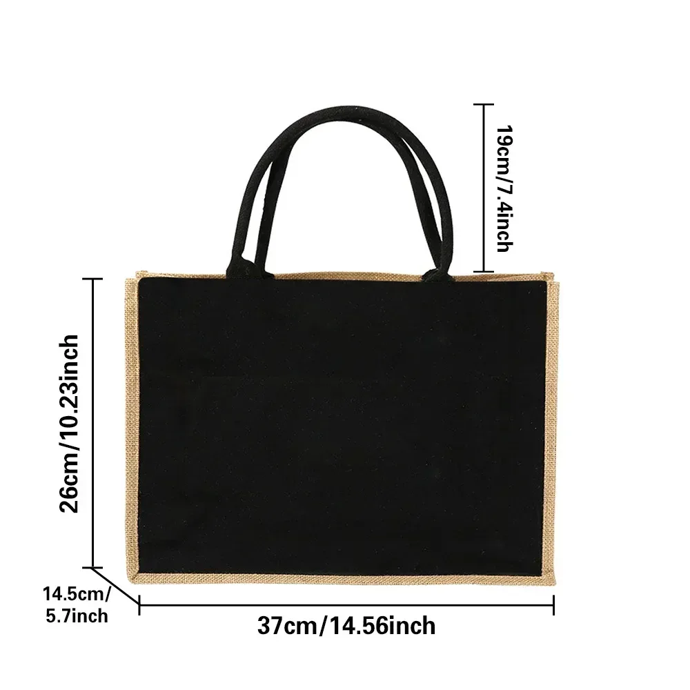 sacs de courses en toile de jute, sacs d'imitation de jute vintage, sac en lin, sac laminé de plage, série enseignant, pochette de rangement d'épicerie réutilisable