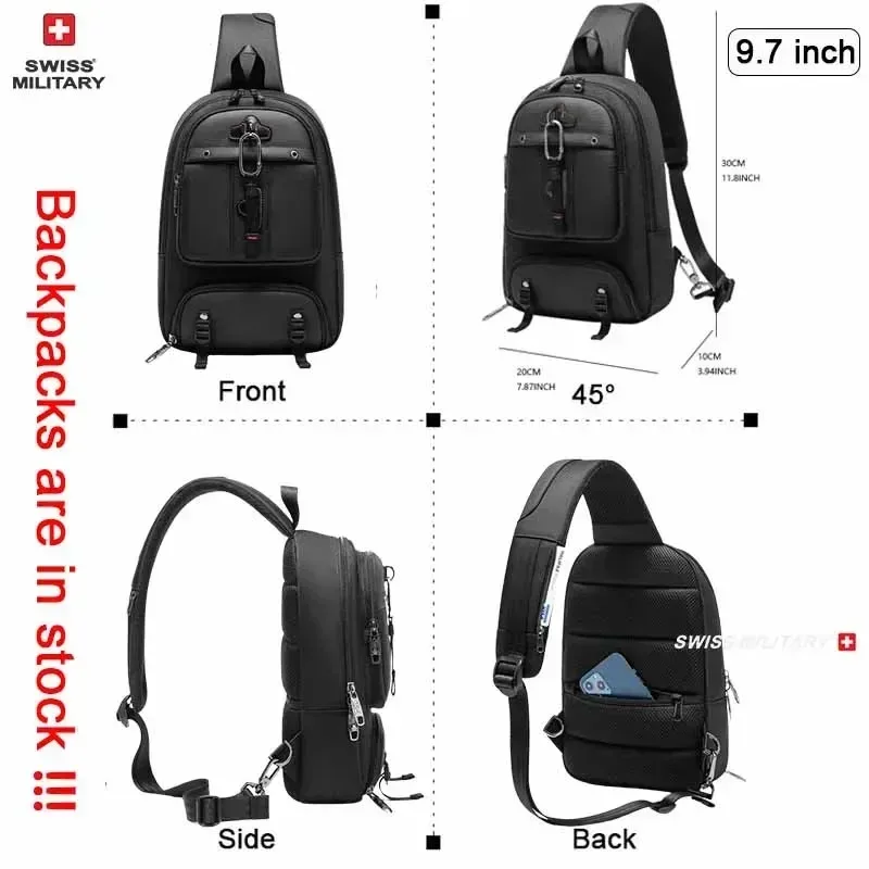 sac à dos de voyage militaire suisse pour hommes, sac d'affaires usb extensible, étanche, grande capacité 17.3, pochette d'ordinateur 80l