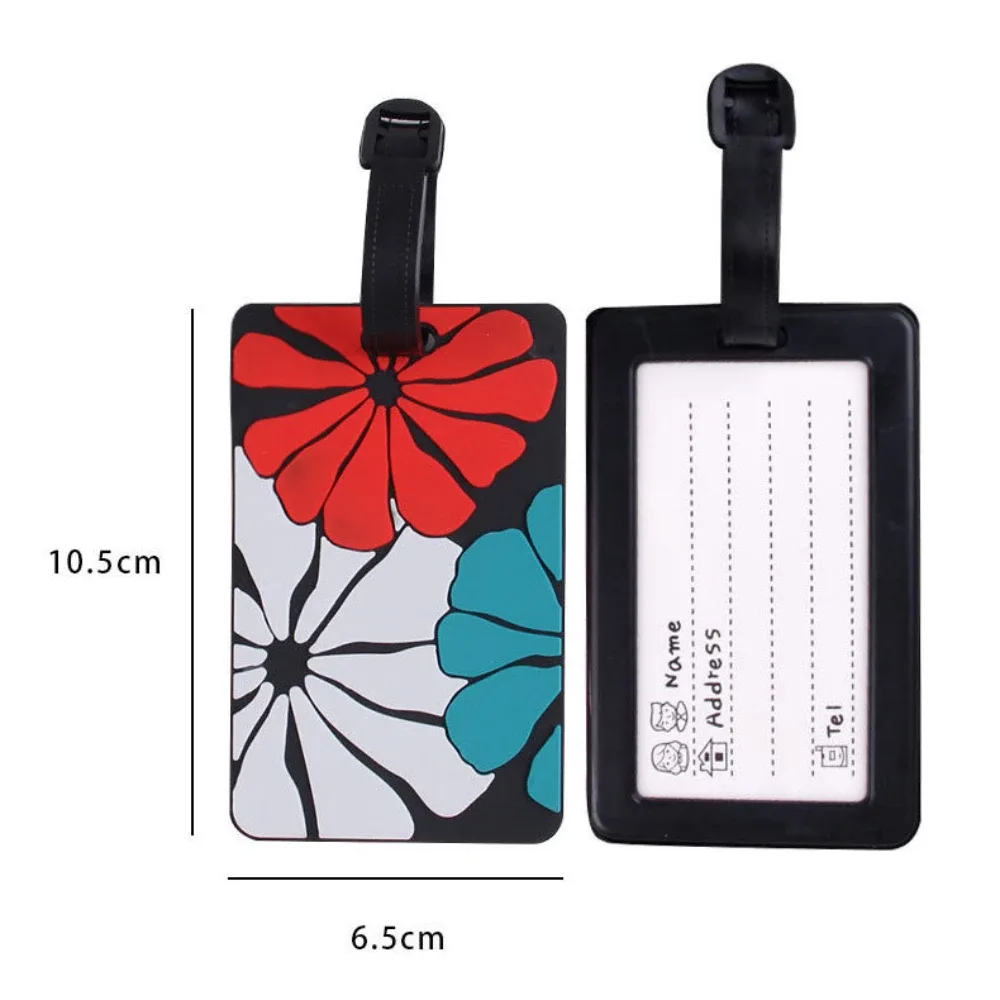 étiquette de bagage imprimée à rayures, puzzle, porte-carte en silicone souple en pvc, passe d'embarquement de dessin animé, étiquettes de bagages d'avion, étiquette de valise