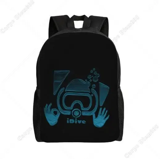 sac à dos à motif de plongée sous-marine, sacs d'école, sacs de voyage pour ordinateur portable de 15 pouces, unisexe en polyester pour le travail de randonnée en plein air