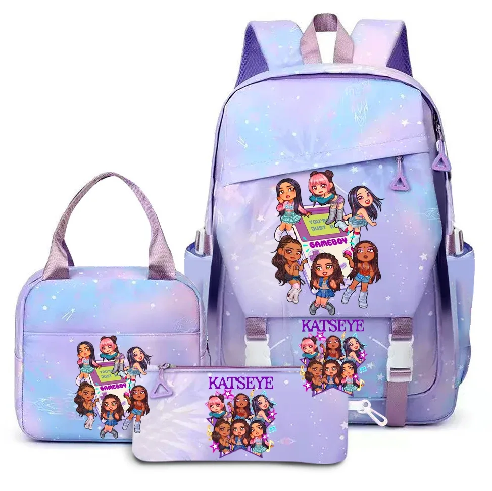 katseye musique sacs à dos 3 pièces ensembles femmes hommes lycée sacs toile kawaii adolescents sac à dos pour ordinateur portable dessin animé livre sacs yk2