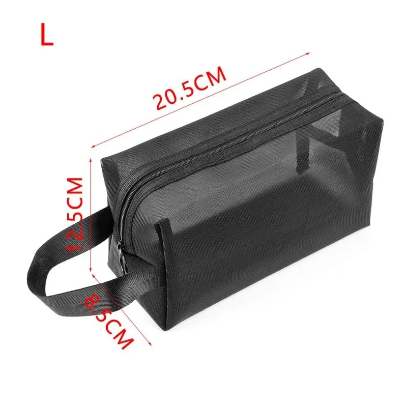 sac de voyage en maille noire pour cosmétiques, trousse de maquillage portable avec fermeture éclair pour femmes, trousse de toilette, organisateur de maquillage, pochette de rangement portable