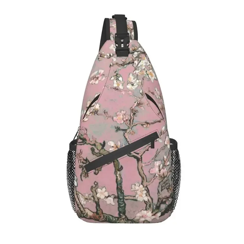 sac à dos à bandoulière motif fleurs d'amandier pour homme, accessoire décontracté de voyage, motif peinture de vincent van gogh