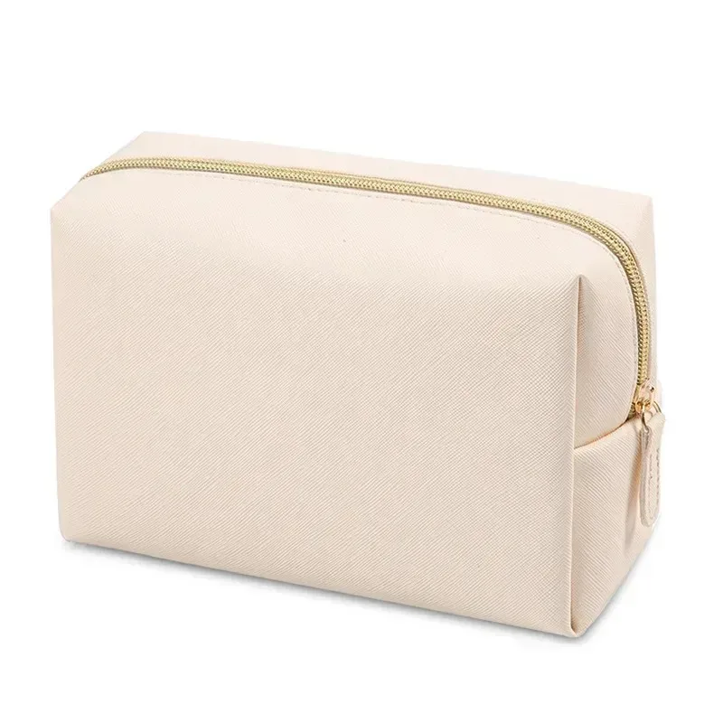 trousse de maquillage de grande capacité pour femmes, organisateur de cosmétiques en cuir pu, trousse de toilette de voyage étanche avec sangle à main pour dames