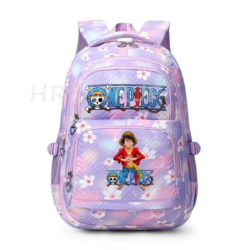 sacs à dos anime one piece légers avec fermoir, imprimé violet monkey d luffy, pour garçons et filles, grande capacité, pour adolescents, ordinateur portable, école, voyage, mochila