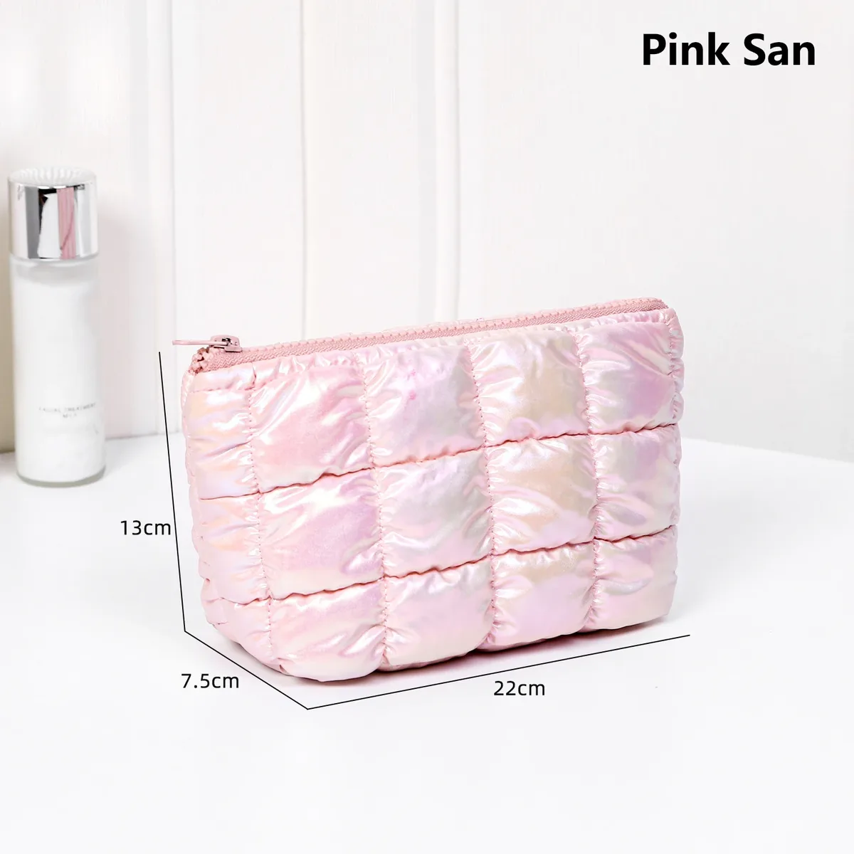 sac de rangement de maquillage rose pour femmes, sac à main organisateur de voyage, pochette de toilette et de cosmétiques, grille à bulles, pochette de luxe pour dames