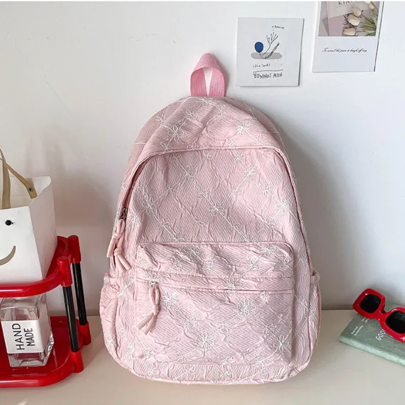 sac à dos d'étudiant imprimé grande capacité, motif papillon mignon et nœud, sac d'école tendance, esthétique décontractée, sac de voyage, sac à dos vintage