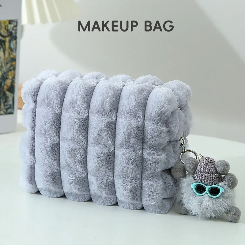 grande trousse à crayons en peluche, trousse à maquillage créative, sac court en peluche pour filles, fournitures scolaires, boîte à papeterie, trousse à cosmétiques
