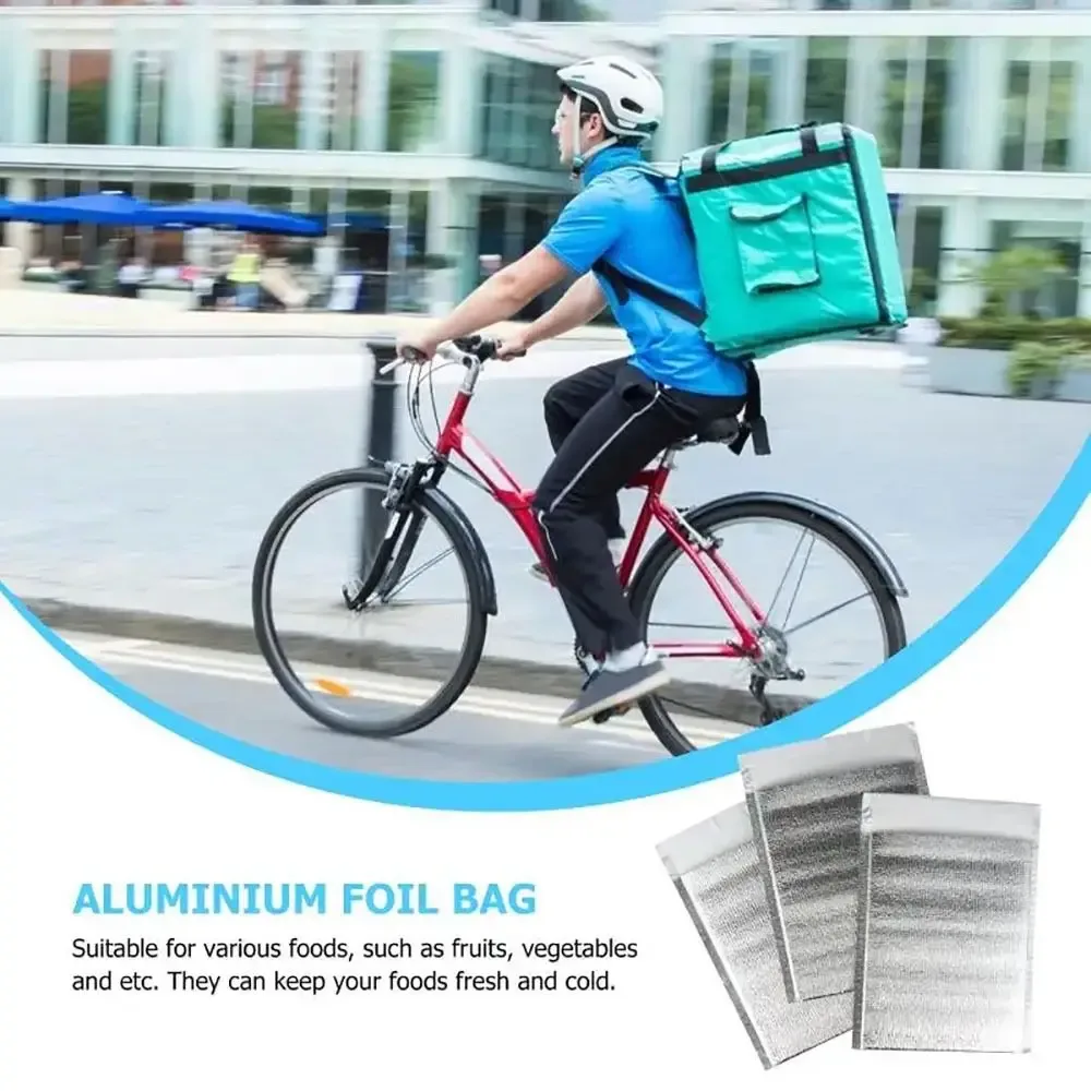 lot de 50 sacs isothermes en aluminium pour livraison de repas, sacs de transport chaud/froid avec fermeture, sacs de rangement pour boissons, sacs réfrigérants
