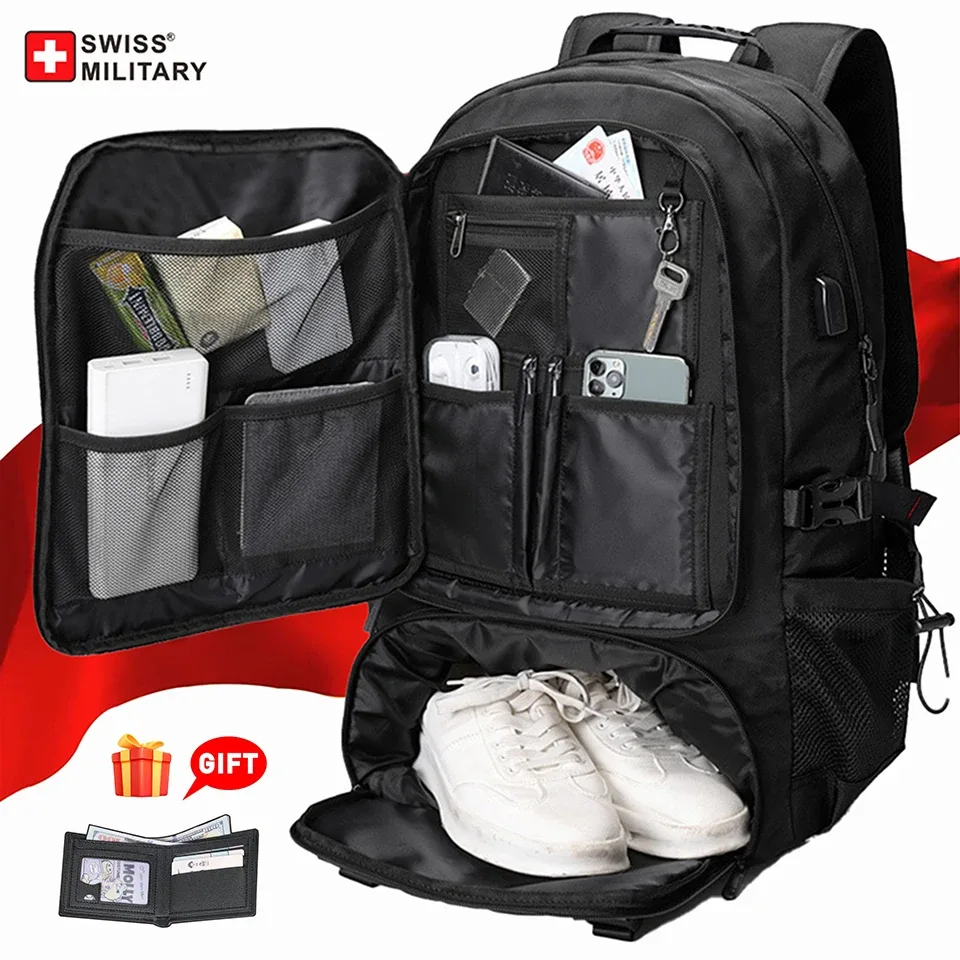 sac à dos de voyage militaire suisse grande capacité étanche usb sac extensible 17.3 pochette d'ordinateur hom