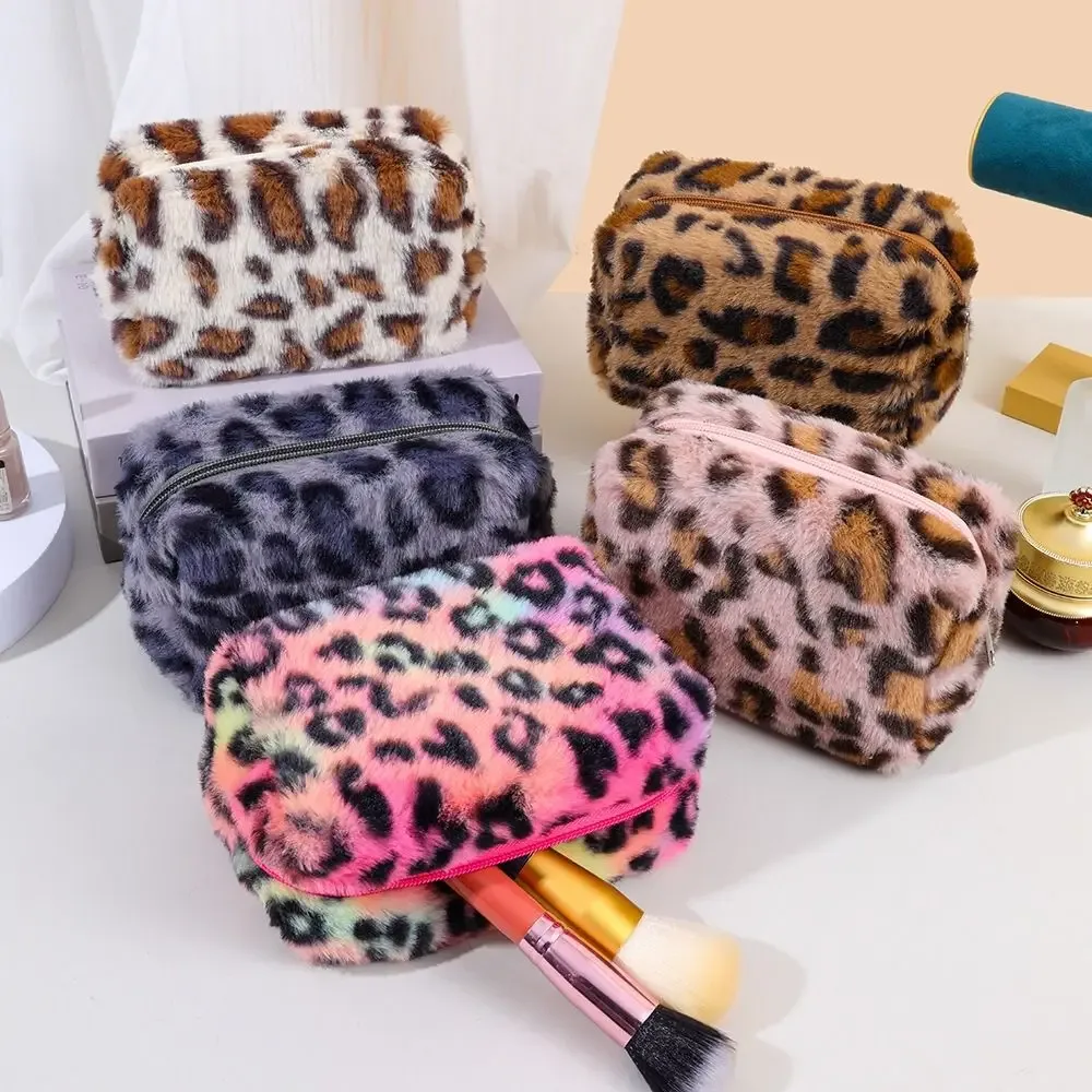 sacs de maquillage à imprimé léopard grande capacité pochette cosmétique douce pour femmes légère et durable organisateur de rangement cosmétique pour femmes
