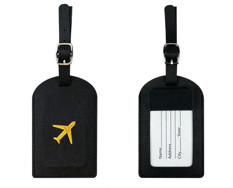 étiquette de bagage en cuir pu pour hommes et femmes, étiquette d'adresse de valise, sac d'embarquement, nom, identification, porte-adresse, accessoire de voyage