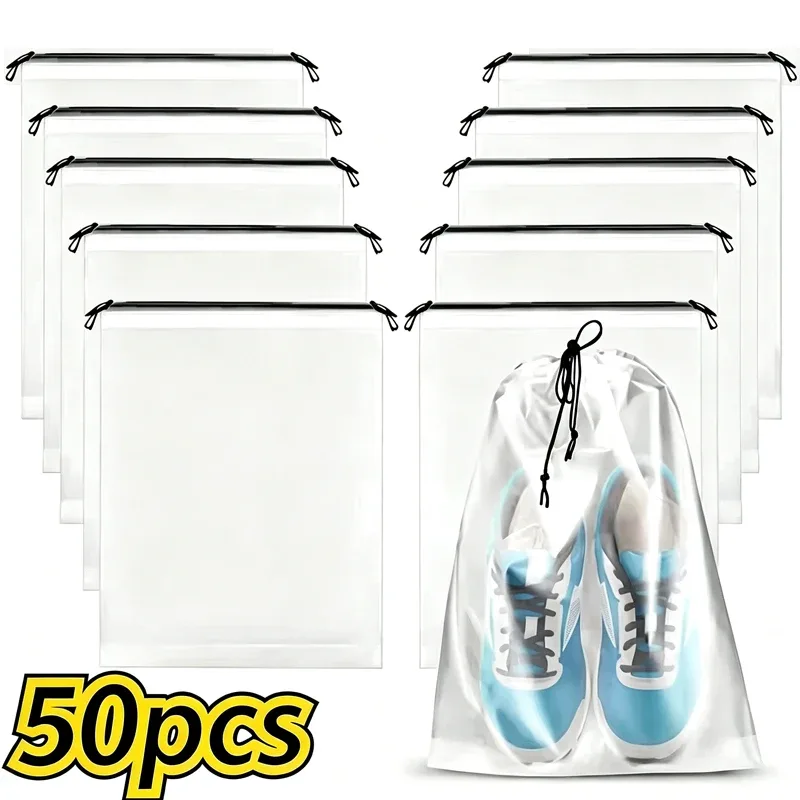 sac de rangement portable à cordon pour chaussures, sac de rangement écologique pour articles divers, sac de voyage pour maquillage, sac de rangement en plastique transparent imperméable