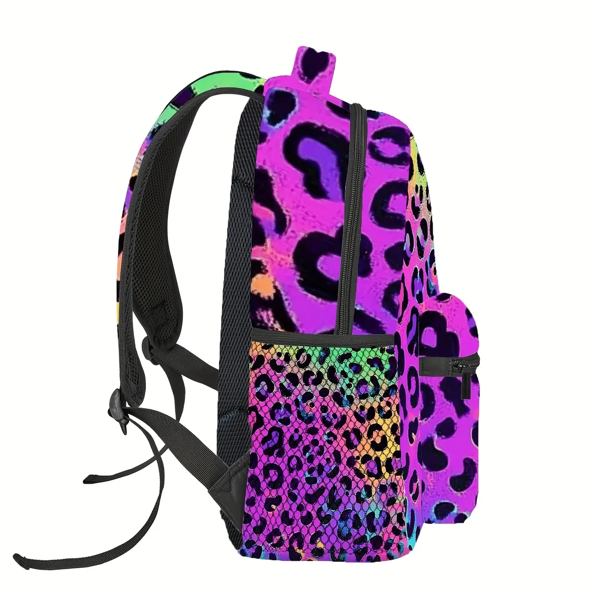 sac à dos imprimé léopard vibrant, léger et pliable, pour ordinateur portable, avec sangle réglable, 11.42x14.57 pouces, voyage durable, 1 pièce