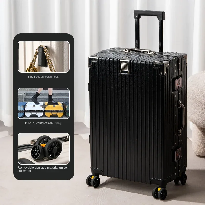 nouveau cadre en aluminium bagages 20/22/24/26/28 pouces étudiant boîtier de chariot robuste pc materia grande capacité valise sur roues