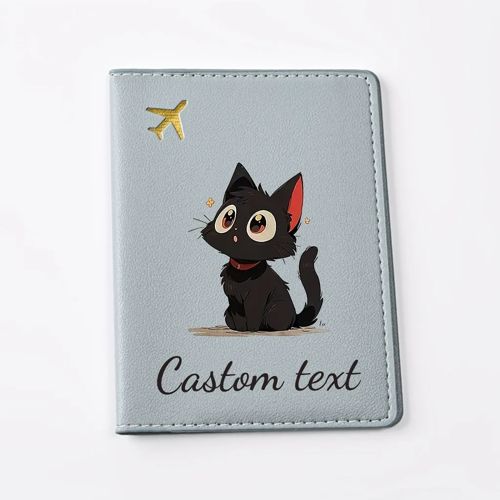 porte-passeport personnalisé pour chaton, compatible avec les passeports - étui pour documents de voyage avec nom/texte, motif chaton mignon, couverture de passeport