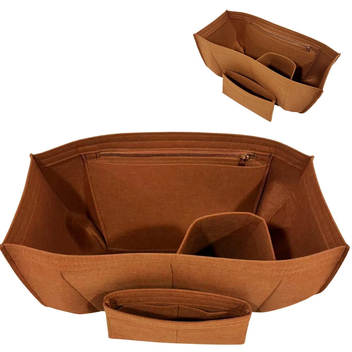 organisateur de sac pour cyme tote (grand/mini) – doublure en feutre avec poche zippée et porte-bouteille, maintien de la forme